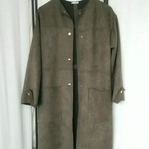 Zara W&B Collection: Sz M Green Faux Suede Coat